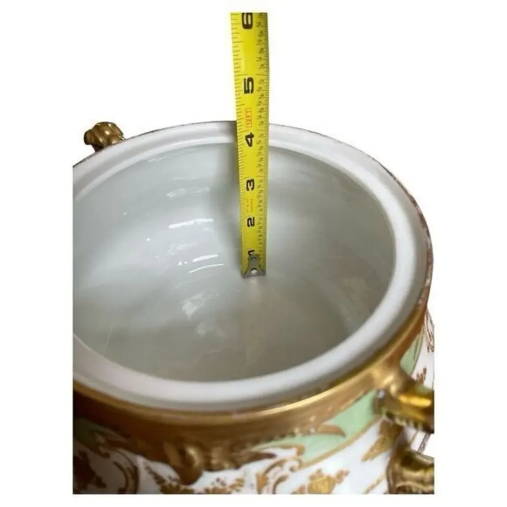 Limoges‎ Blakeman & Henderson Antique Tureen  Gold Green White France
